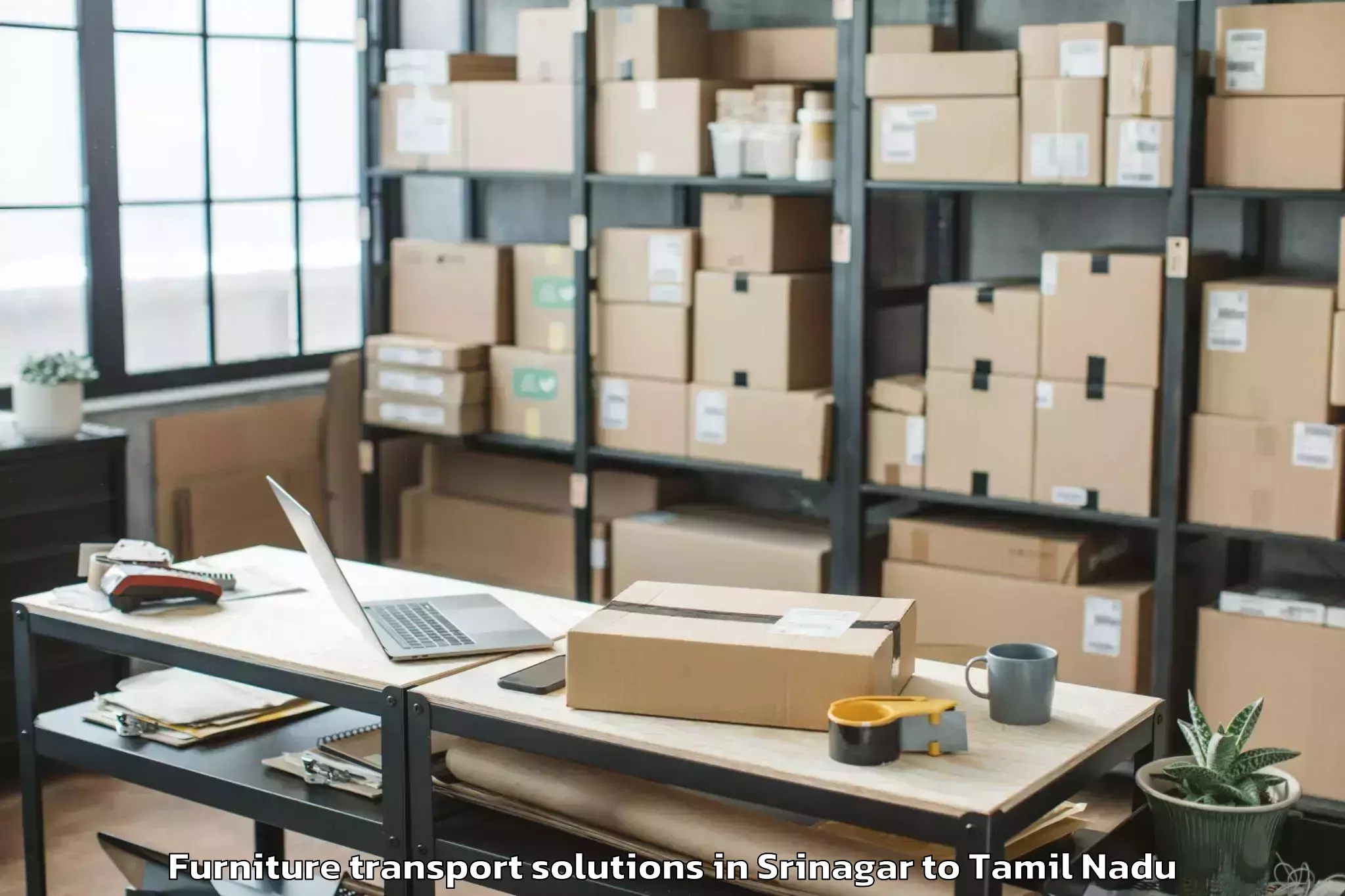 Expert Srinagar to Thiruthani Furniture Transport Solutions